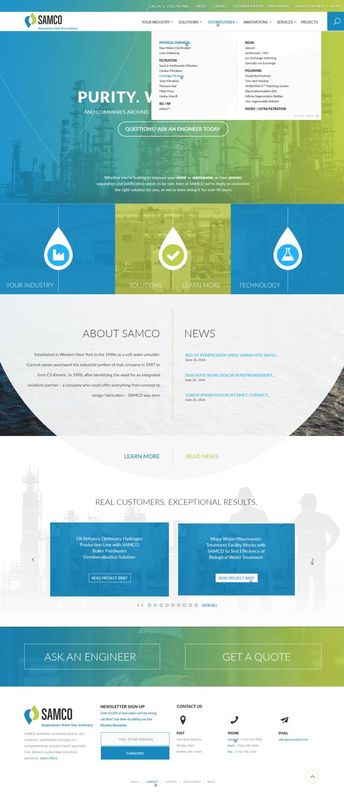 Screenshot of the SAMCO homepage.