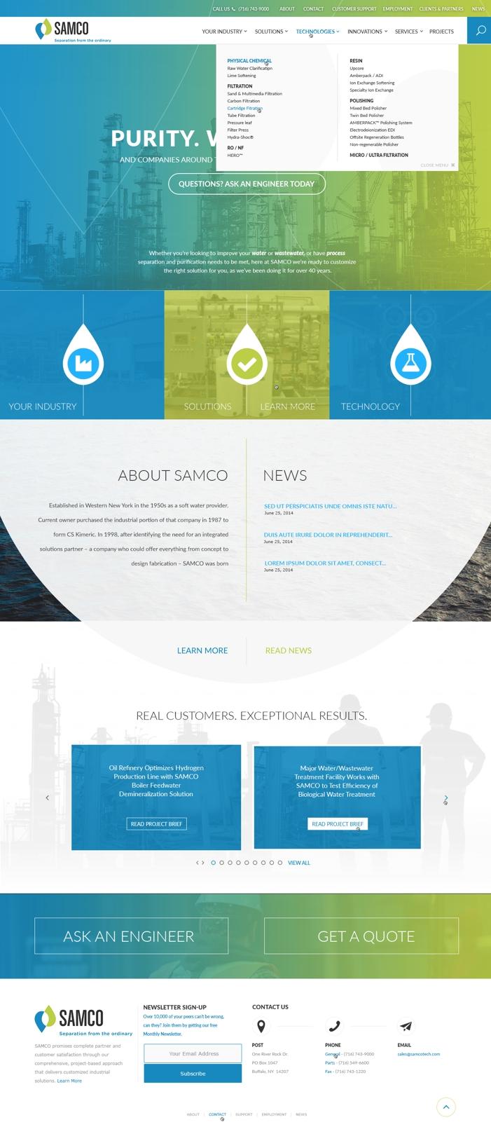 Screenshot of the SAMCO homepage.