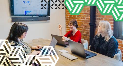 coworkers reviewing analytics