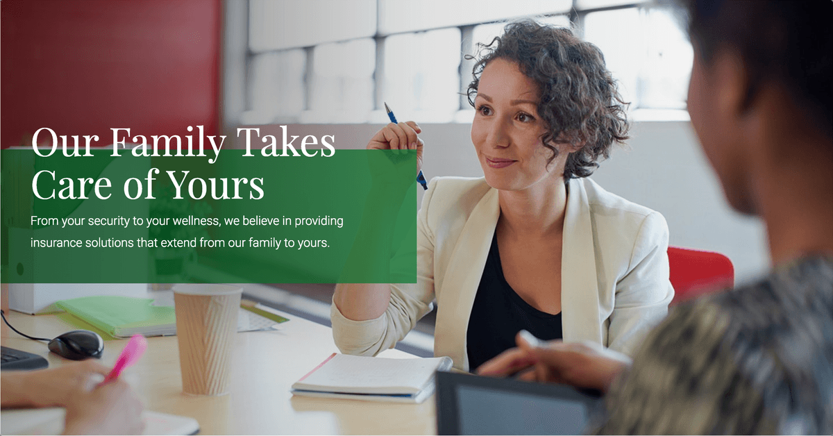 Woman at meeting with text overlay