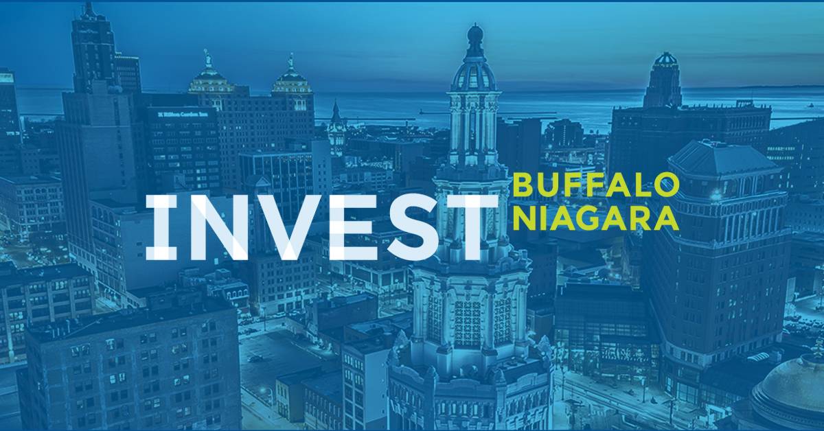 graphic of city of buffalo with invest buffalo niagara text