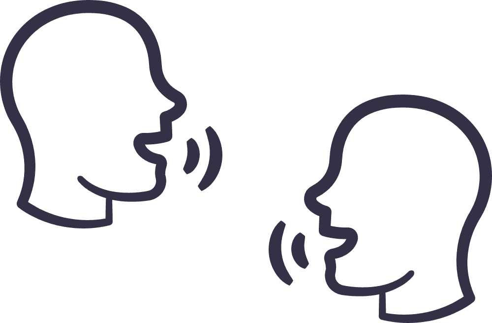 icons of faces talking