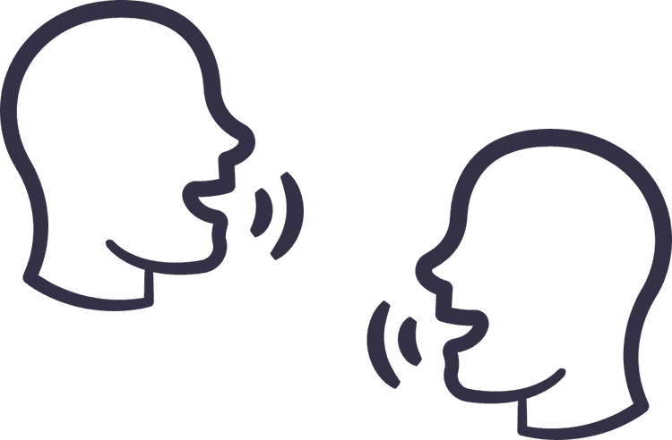 icons of faces talking