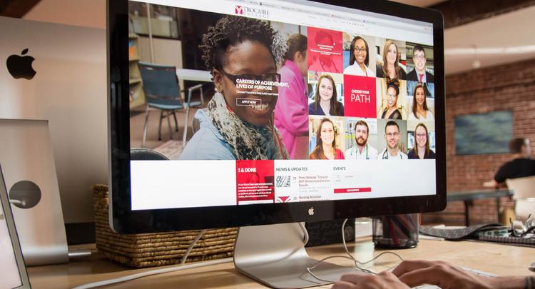 Closeup computer screen of Trocaire college