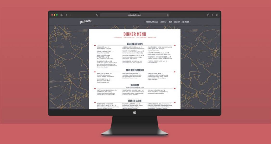 Jazzboline Website Menu