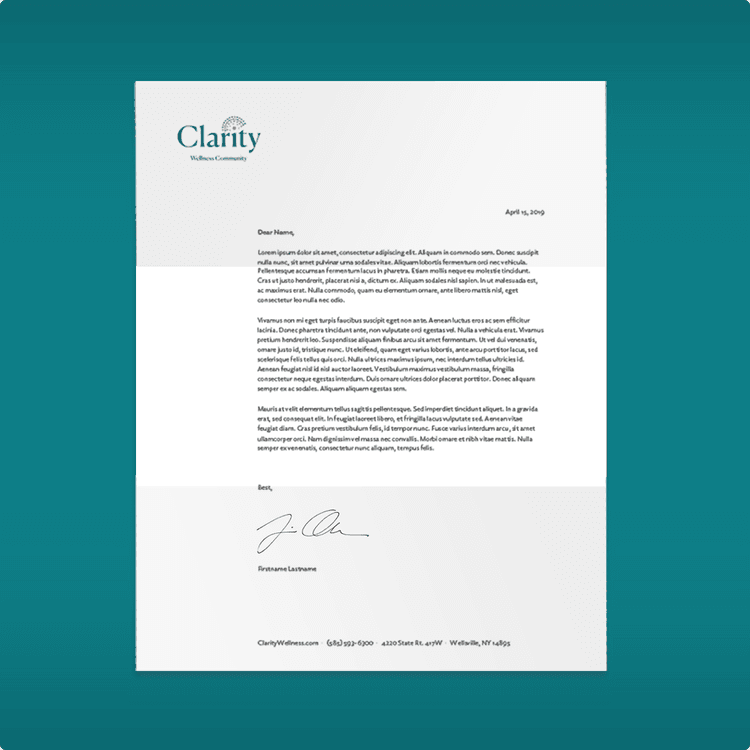 clarity sample letter with logo