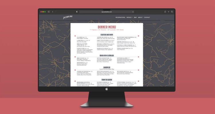 Jazzboline Website Dinner Menu
