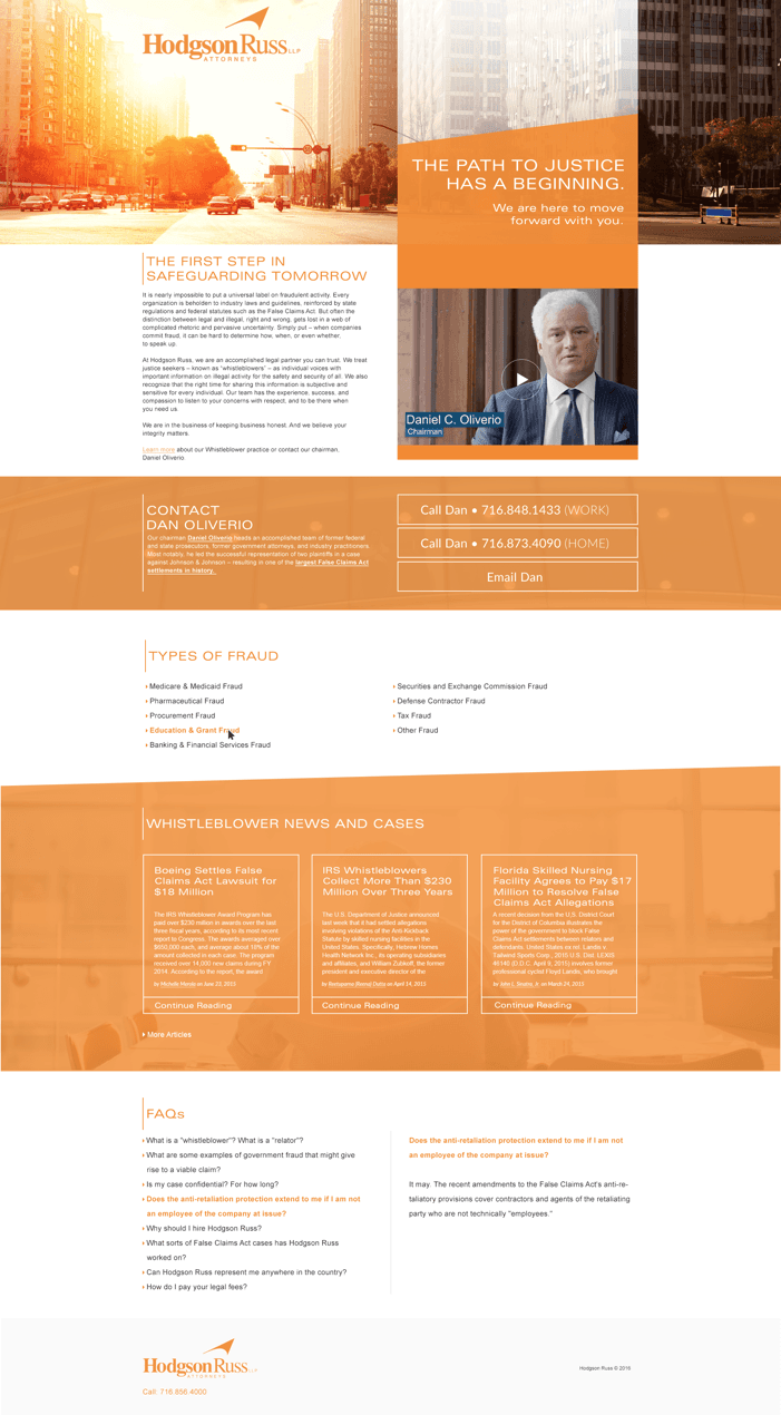 website page law firm orange and white