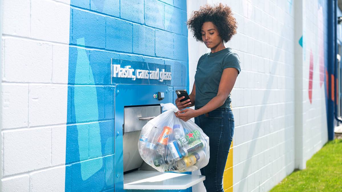 Woman Returning Bottles and Cans