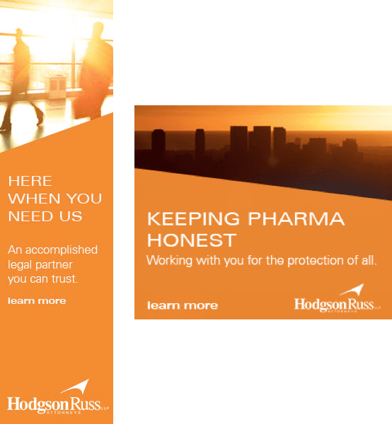 orange ad banners with photos law firm