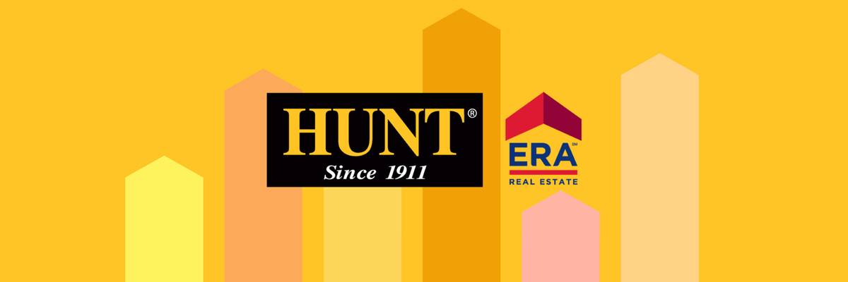 yellow graphic of Hunt Real Estate logo with ERA Real Estate
