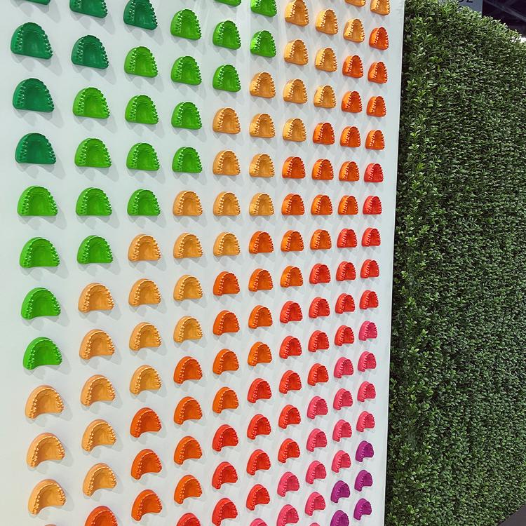 odl wall of mulitcolored teeth molds