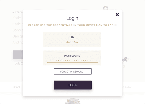 login page fields tan and blue