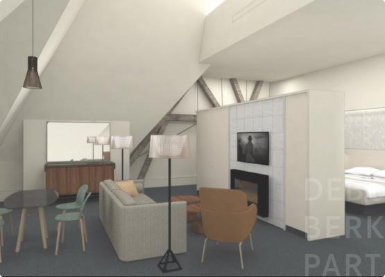 loft style hotel room suit modern furniture