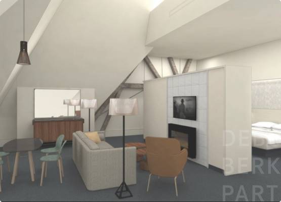loft style hotel room suit modern furniture