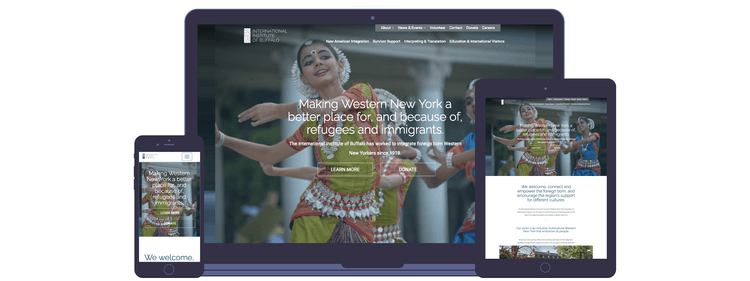 International Institute homepage device mockups