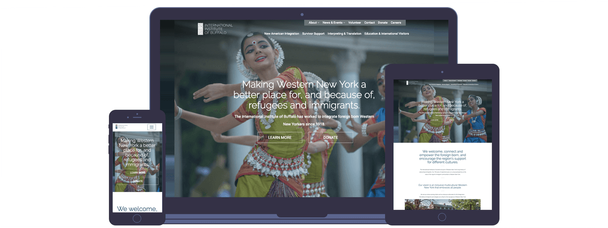 International Institute homepage device mockups