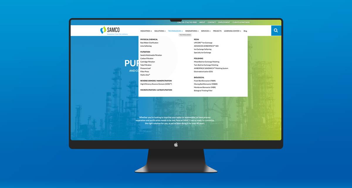 samco desktop website mockup